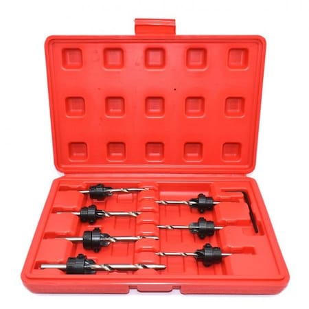 Big Horn 7 Piece Countersink Drill Bit Set with Stop Collars & Wrench 13200